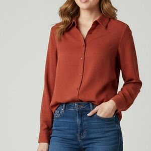 Antonio Melani Brick  Blouse Button Down Shirt SizeS Bussiness Casual